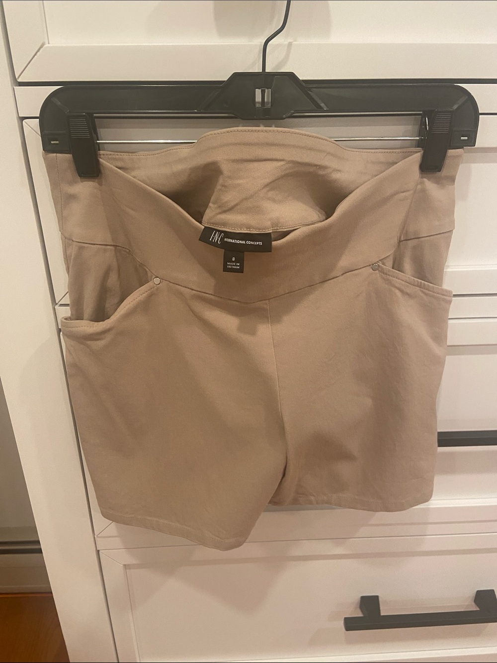 INC International Concepts Khaki High-Waist Casual Shorts